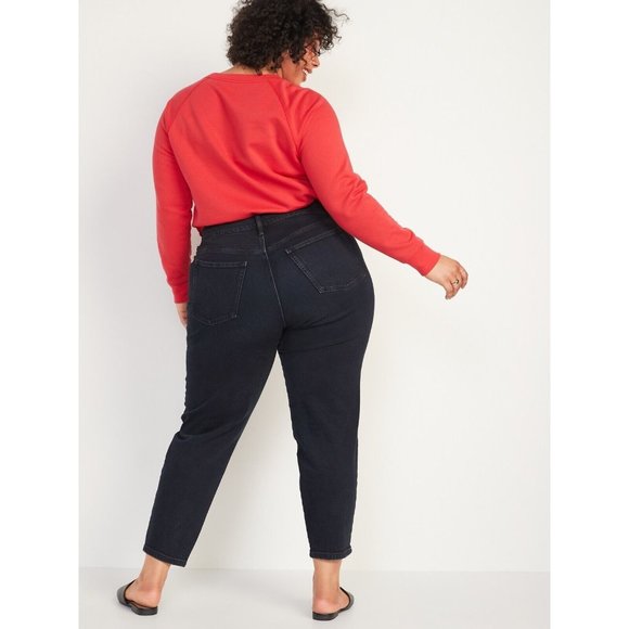 Old Navy Jeans 18 OG Straight Ripped Knee High-Rise Stretch Black Women's - Picture 3 of 14